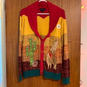 Ugly Christmas Sweater - Cactus, Wolves, Moon